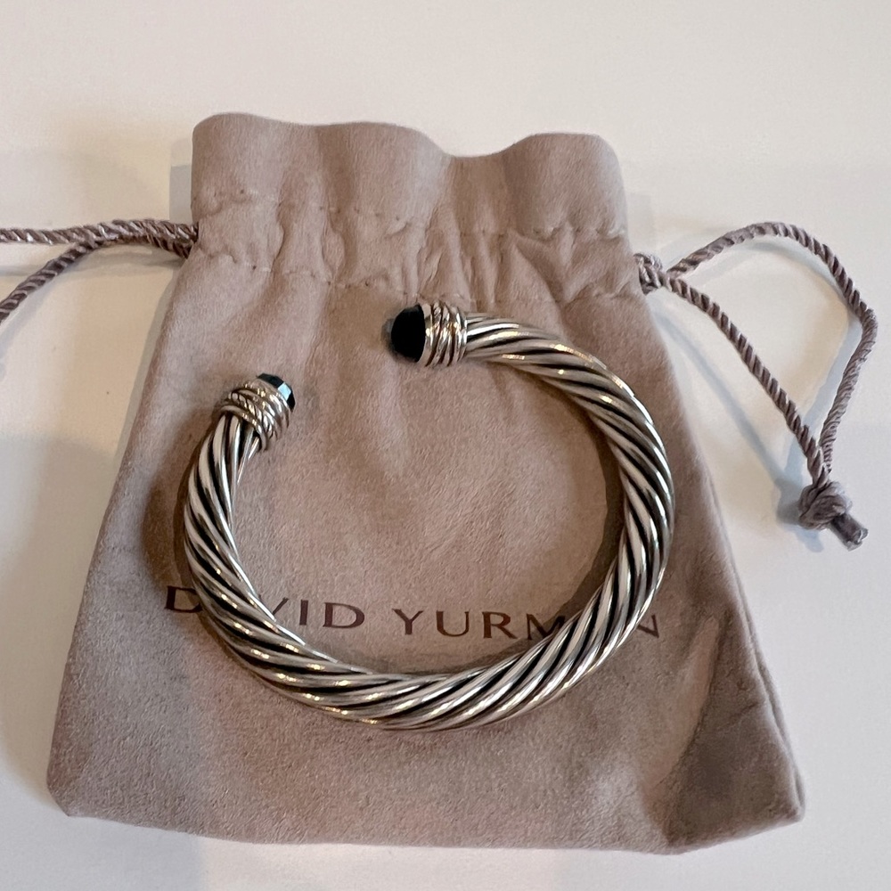 Authentic David Yurman Criss Over Cable Cuff Blue Topaz w Diamonds
